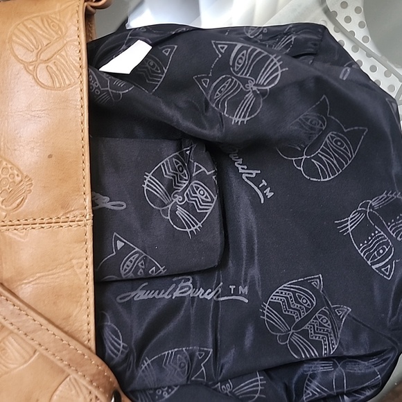 Laurel Burch Brown Genuine Leather Cat Embossed Crossbody Bag - Picture 17 of 17